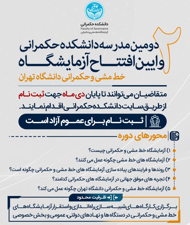 دومین مدرسه دانشکده حکمرانی دانشگاه تهران و افتتاح آزمایشگاه حکمرانی